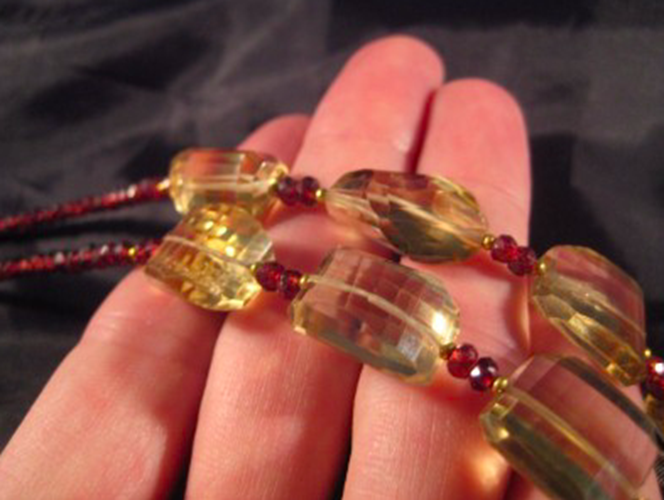 925 Silver Lemon smokey Quartz crystal necklace mineral Afghanistan jewelry A364