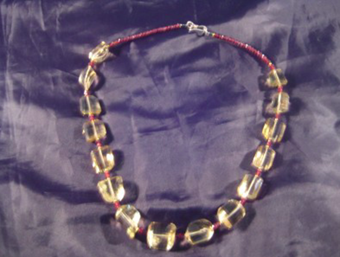 925 Silver Lemon smokey Quartz crystal necklace mineral Afghanistan jewelry A364