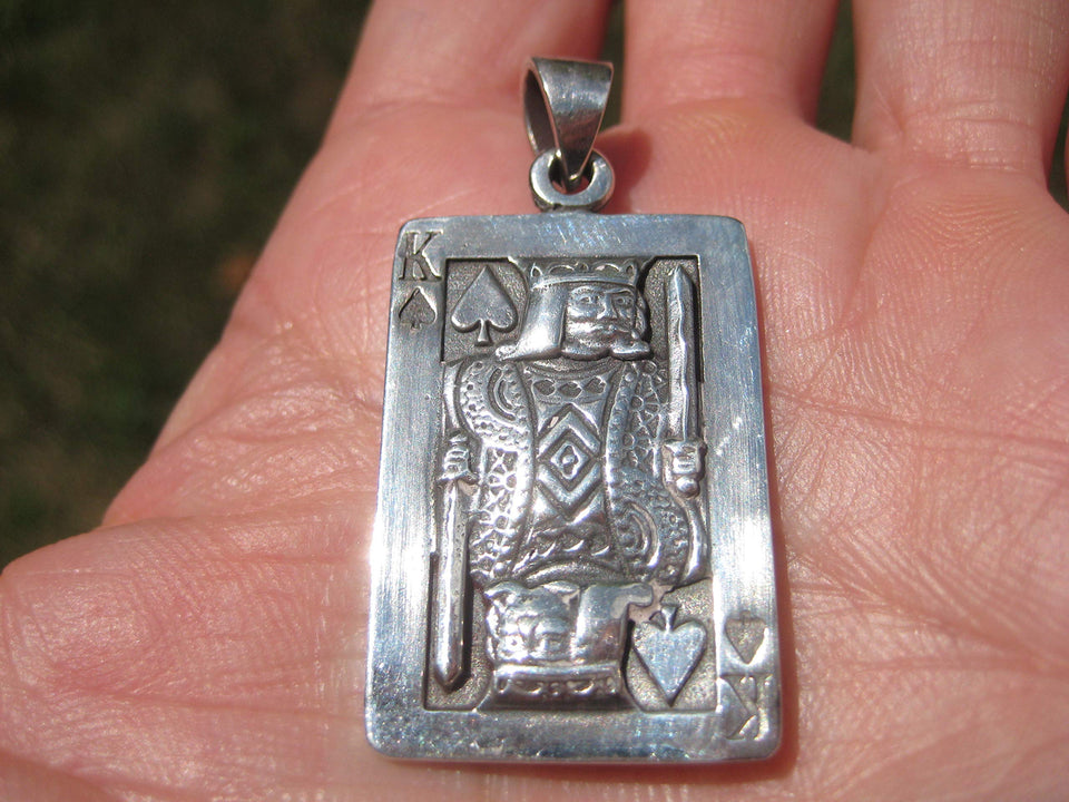 925 Silver King of Spades Card Game Cards Pendant