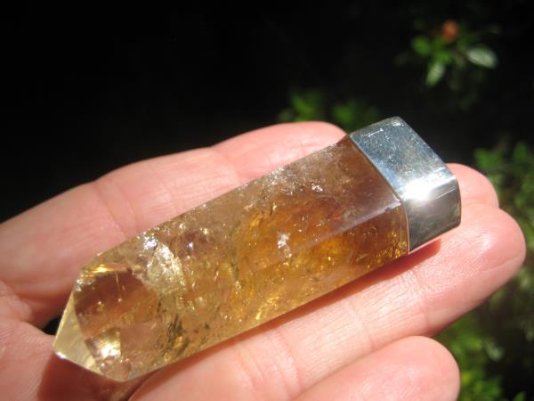 925 Silver Natural Cirtine Citrine Pendant Necklace Taxco Mexico A48699
