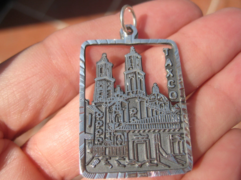 950 Silver Authentic Taxco Mexico 270 Year Old Church Santa Prisca Pendant A742