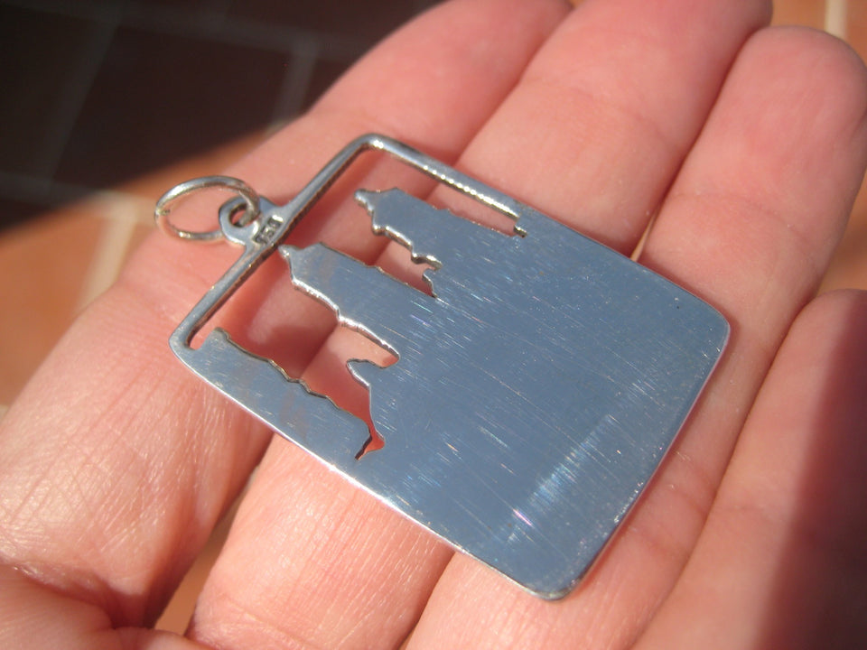 950 Silver Authentic Taxco Mexico 270 Year Old Church Santa Prisca Pendant A742