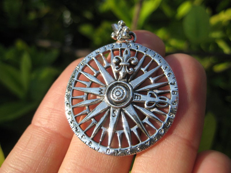 925 Silver compass pendant necklace