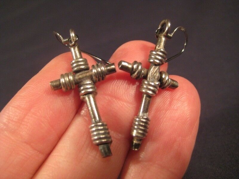 925 Silver cross earrings earrings ear ring jewelry art Thailand N3755