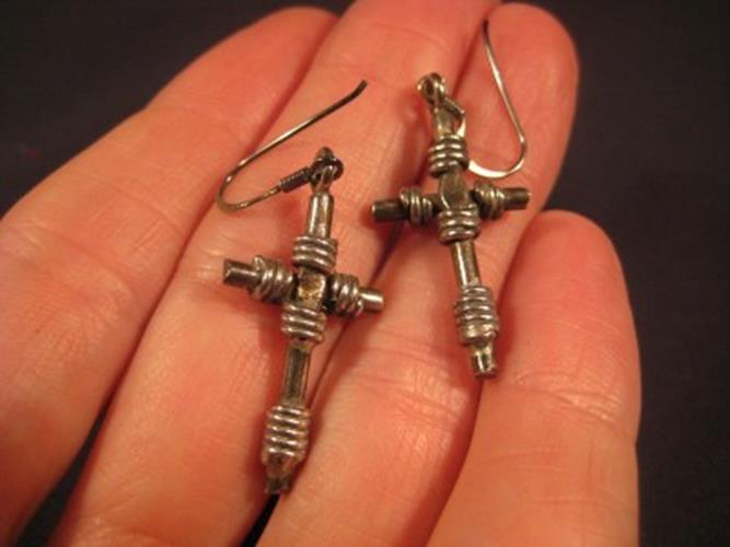 925 Silver cross earrings earrings ear ring jewelry art Thailand N3755