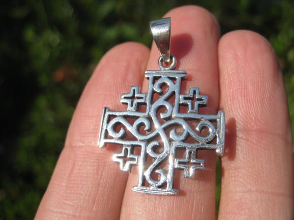 925 Silver Fivefold Templar Cross Crusaders Cross Pendant A20