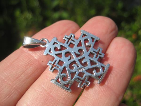 925 Silver Fivefold Templar Cross Crusaders Cross Pendant A20