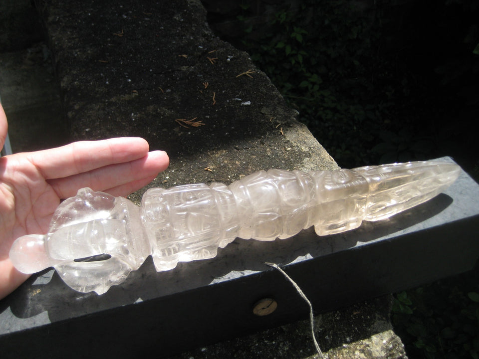 Large Natural Smokey Himalayan Quartz Crystal Phurba Phurpa Dagger Nepal A863