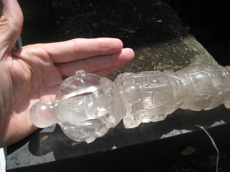 Large Natural Smokey Himalayan Quartz Crystal Phurba Phurpa Dagger Nepal A863