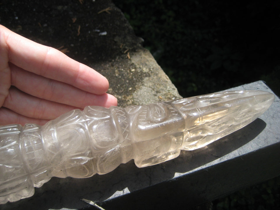 Large Natural Smokey Himalayan Quartz Crystal Phurba Phurpa Dagger Nepal A863