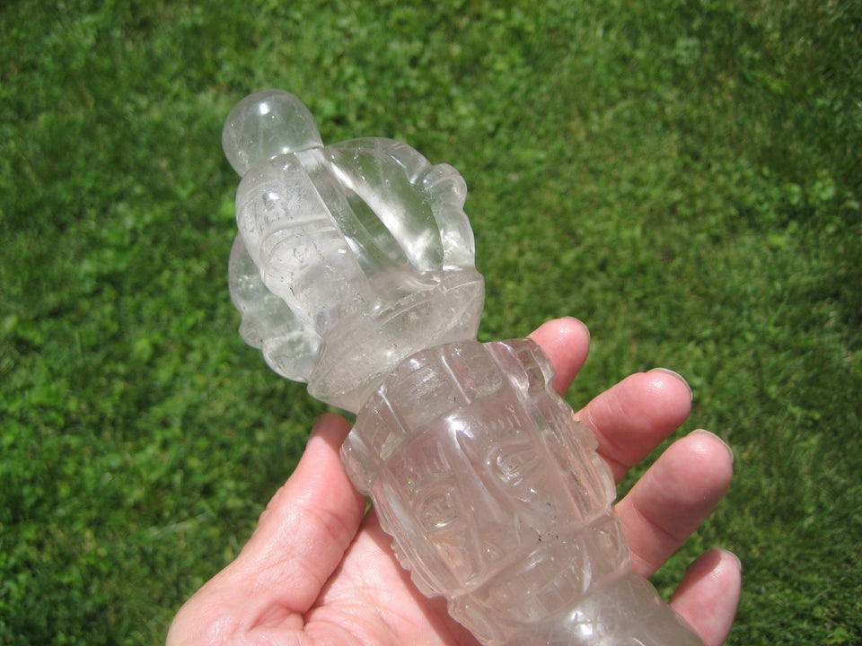 Large Natural Smokey Himalayan Quartz Crystal Phurba Phurpa Dagger Nepal A863