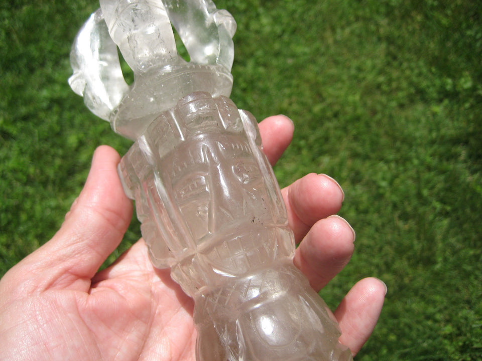 Large Natural Smokey Himalayan Quartz Crystal Phurba Phurpa Dagger Nepal A863