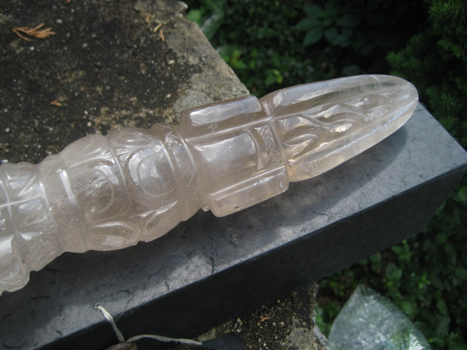 Large Natural Smokey Himalayan Quartz Crystal Phurba Phurpa Dagger Nepal A863