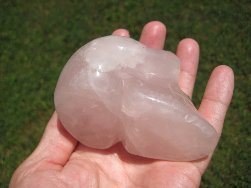 3.25" Natural Rose Quartz Crystal Skull Carving Mineral Stone Statue Art  A575