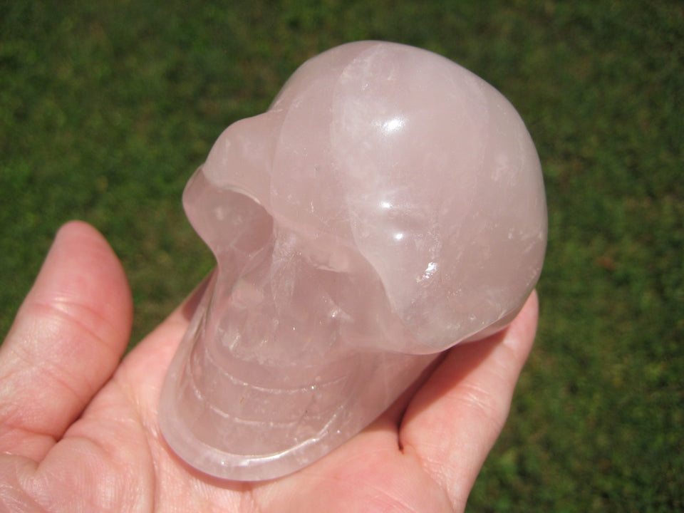 3.25" Natural Rose Quartz Crystal Skull Carving Mineral Stone Statue Art  A575
