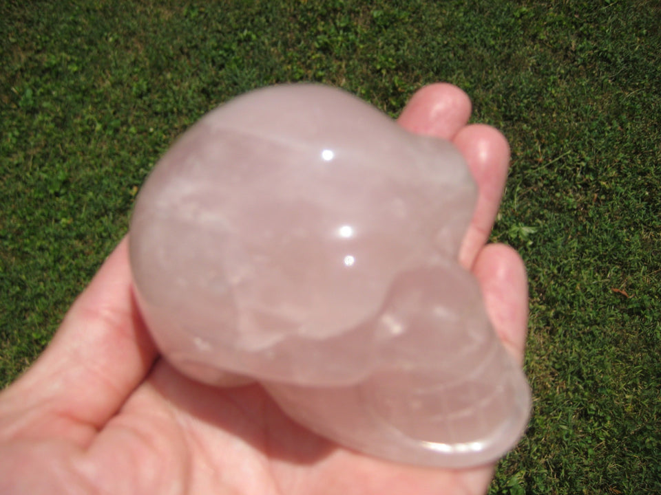 3.25" Natural Rose Quartz Crystal Skull Carving Mineral Stone Statue Art  A575