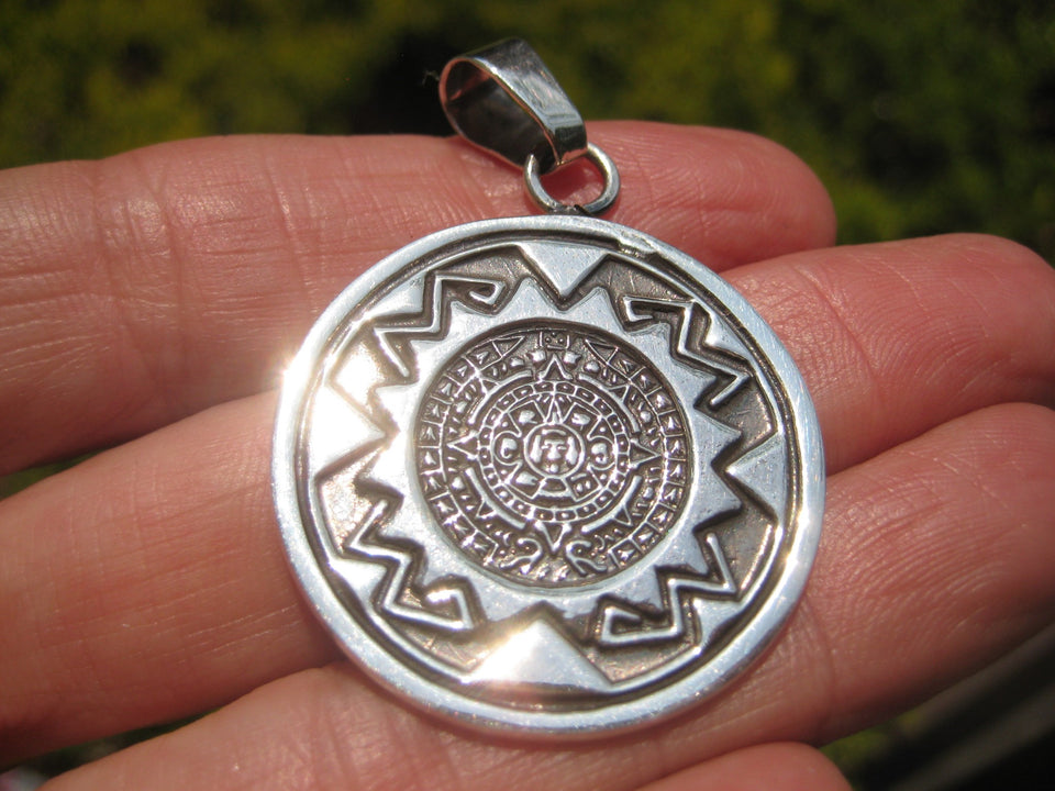 925 Silver Mayan Aztec Calender Taxco Mexico  A89258