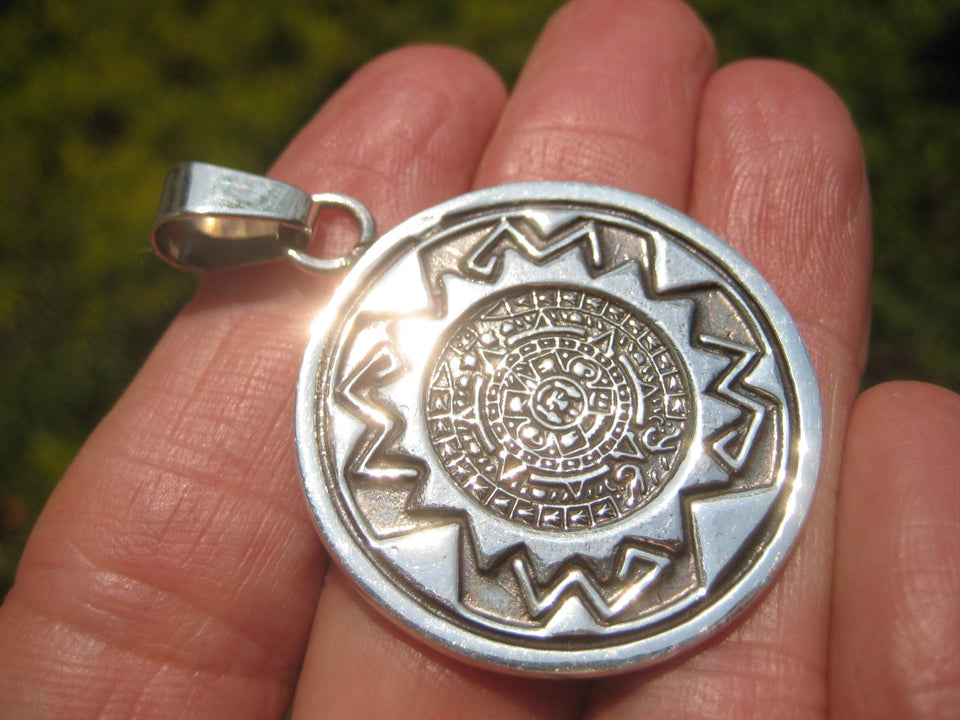 925 Silver Mayan Aztec Calender Taxco Mexico  A89258