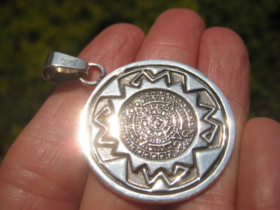 925 Silver Mayan Aztec Calender Taxco Mexico  A89258