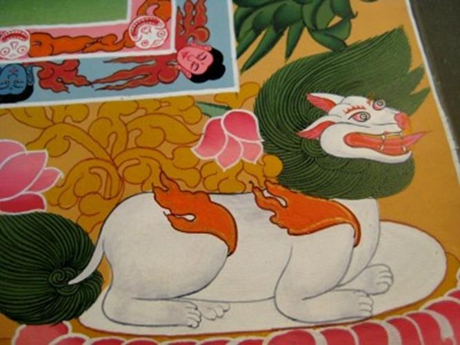 24 K Gold White Tara Dragon Thangka Thanka paintng Nepal Himalayan Art N3866