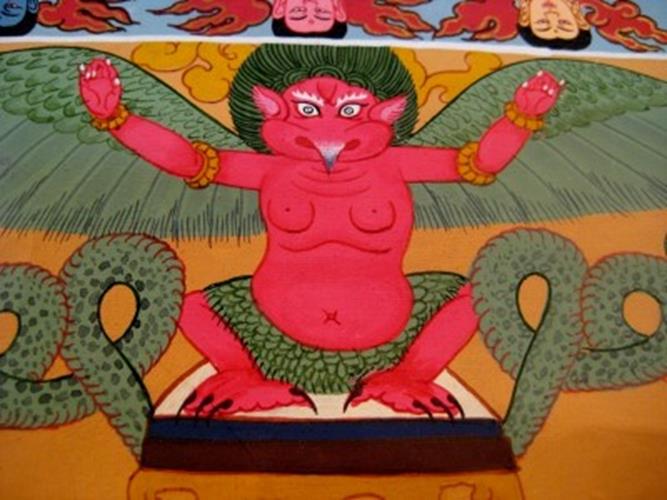 24 K Gold White Tara Dragon Thangka Thanka paintng Nepal Himalayan Art N3866