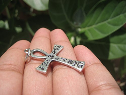 925 Silver Egyptian Ankh Cross Crux Ansata Pendant Necklace A12