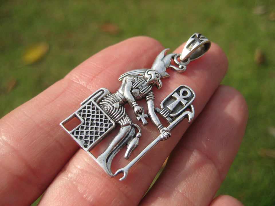 925 Silver Egyptian Bird God Horus God Deity Ankh Cross Pendant necklace A21
