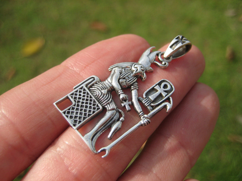 925 Silver Egyptian Bird God Horus God Deity Ankh Cross Pendant necklace A21