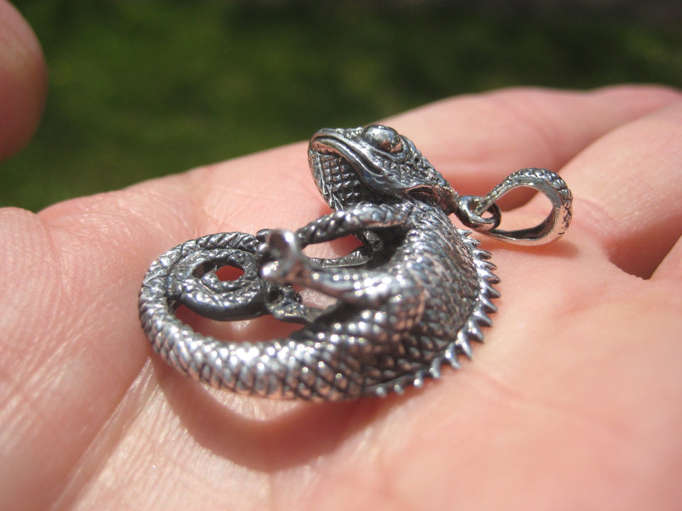 925 Silver Jackson chameleon Lizard Pendant Necklace N2455