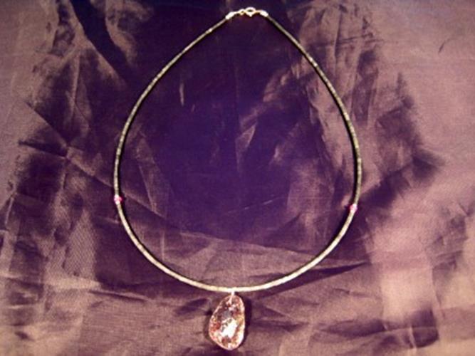 925 Silver Roman Glass necklace black jade spacer beads Afghanistan N27866