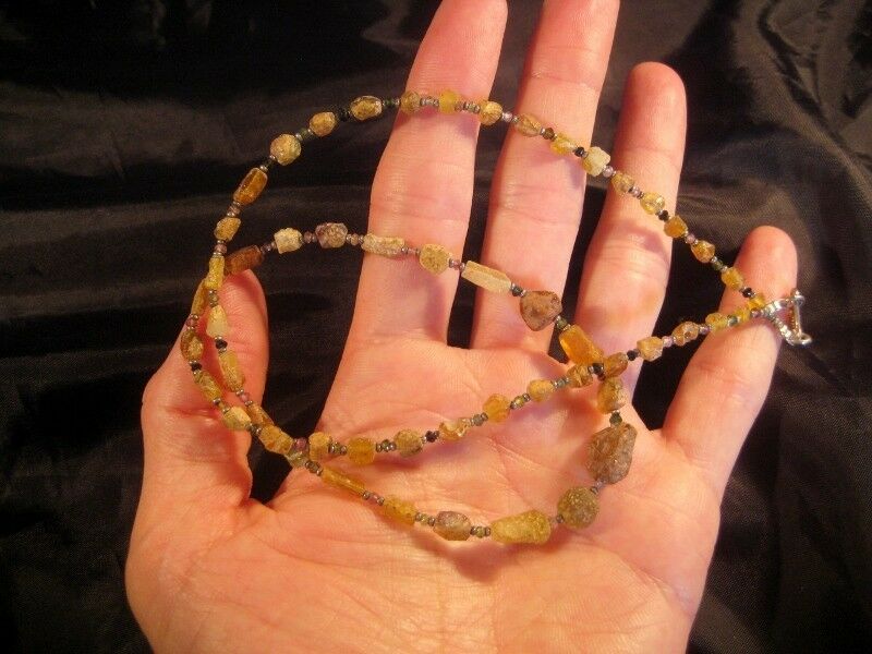 925 Silver Antique Amber Roman Glass Lapis stone Necklace 1700 yrs old NN12