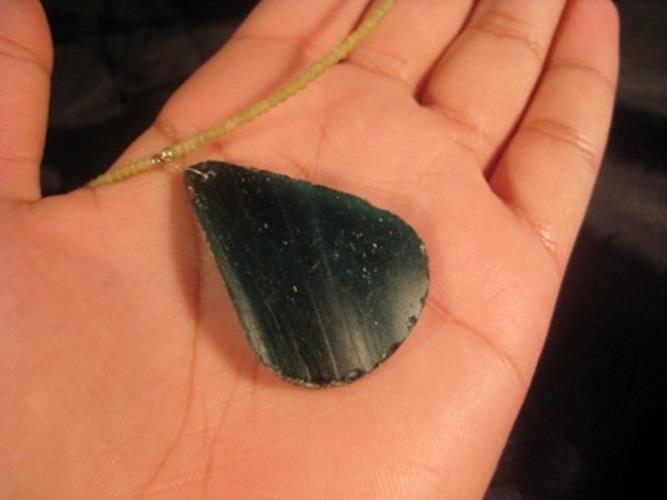 925 Silver Antique Roman Glass Tourmaline Jade Bead Pendant Necklace AN20
