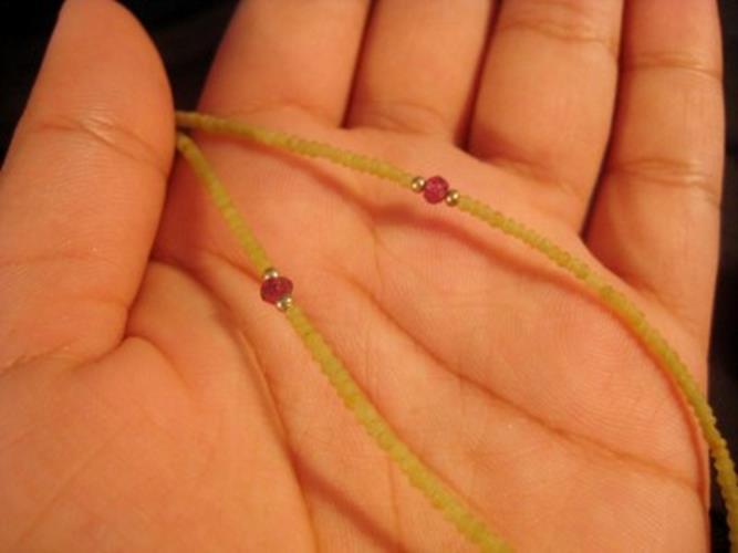 925 Silver Antique Roman Glass Tourmaline Jade Bead Pendant Necklace AN20