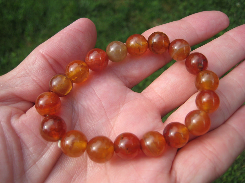 Natural Agate Carnelian Bead Bracelet Set A2664