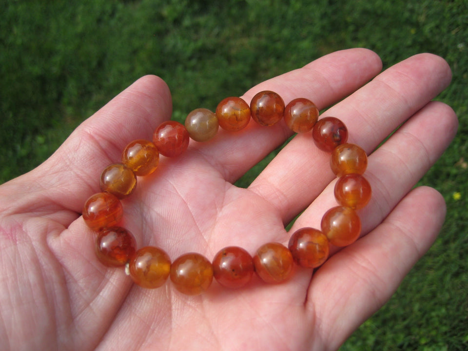 Natural Agate Carnelian Bead Bracelet Set A2664