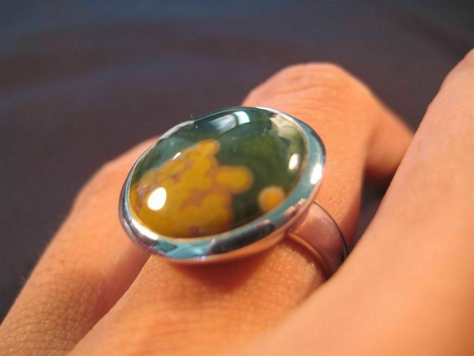 925 Silver Jasper crystal stone ring size 5.5 AN2733