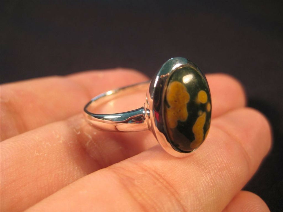 925 Silver Ocean Jasper crystal Ring Madagascar stone size 8.5