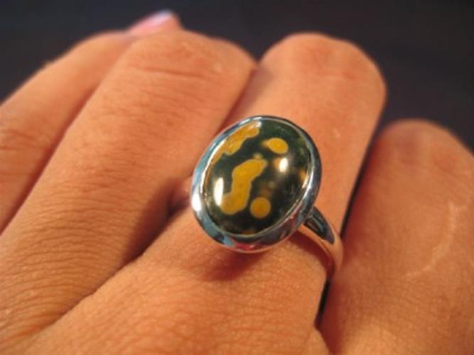 925 Silver Ocean Jasper crystal Ring Madagascar stone size 8.5