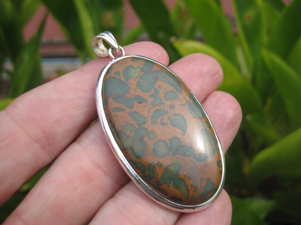 925 Silver Natural Ocean Jasper Stone Pendant Necklace Jewelry Art E57257