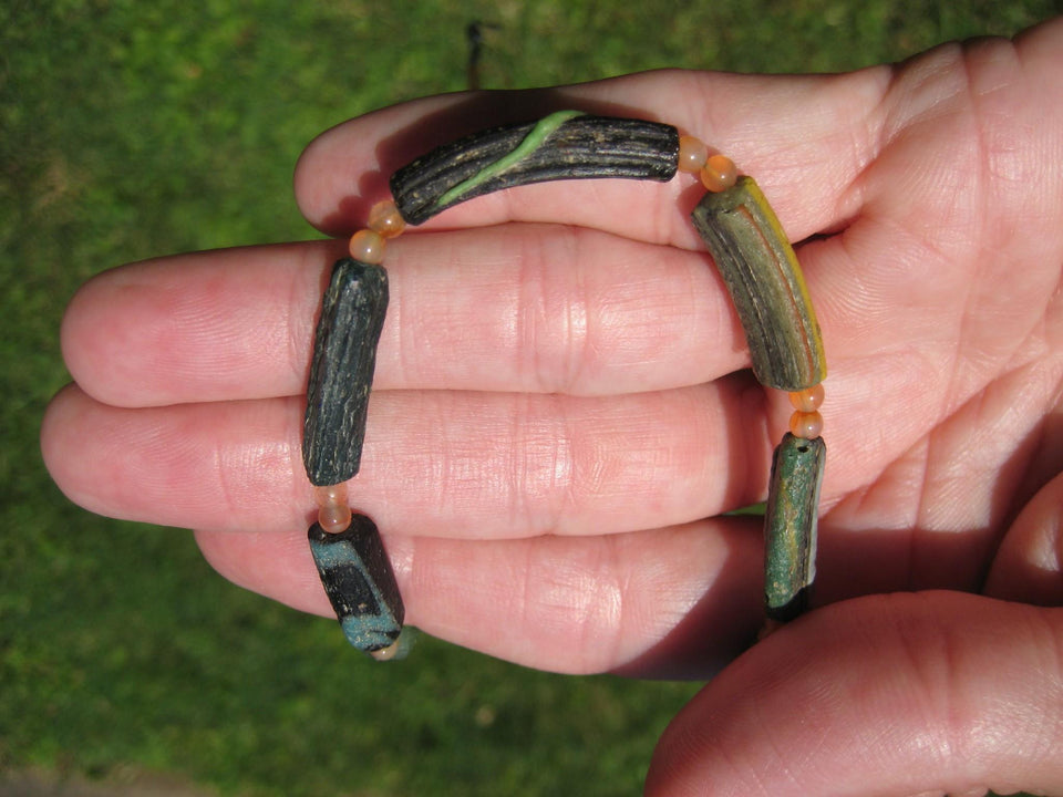 925 Silver Roman Glass Necklace antique beads 1000 YRS Old A62544