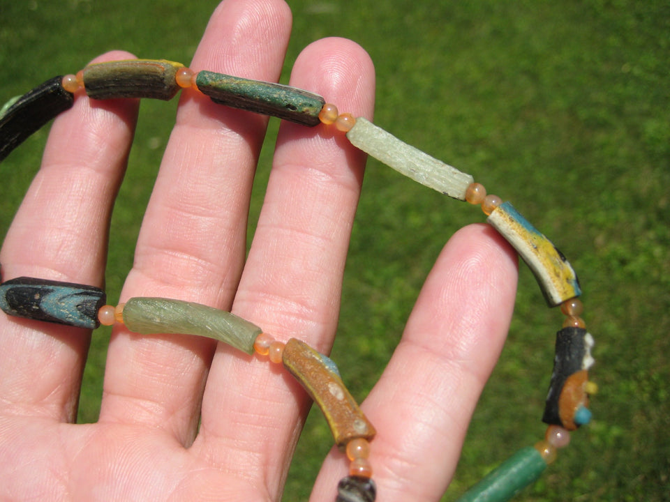 925 Silver Roman Glass Necklace antique beads 1000 YRS Old A62544
