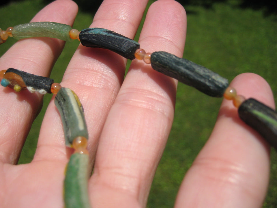 925 Silver Roman Glass Necklace antique beads 1000 YRS Old A62544