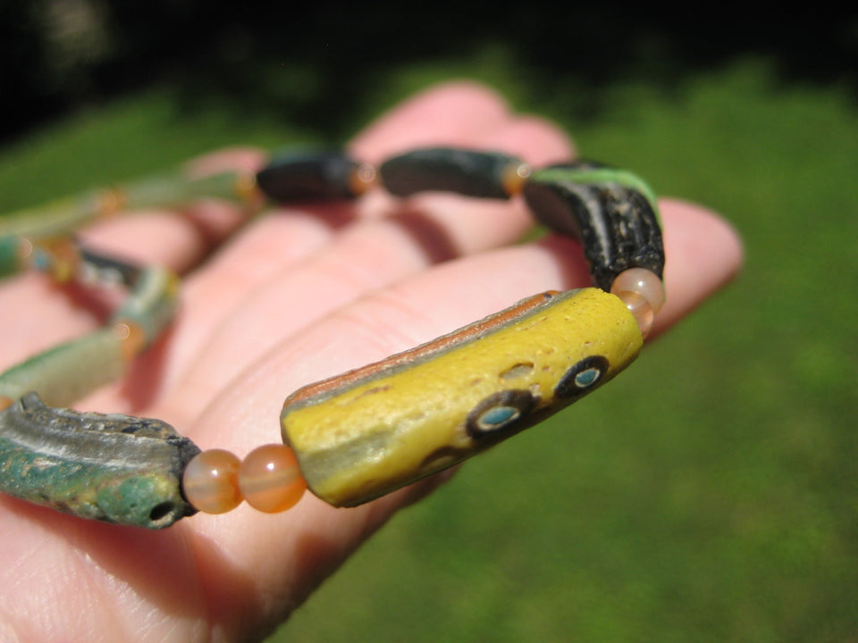 925 Silver Roman Glass Necklace antique beads 1000 YRS Old A62544