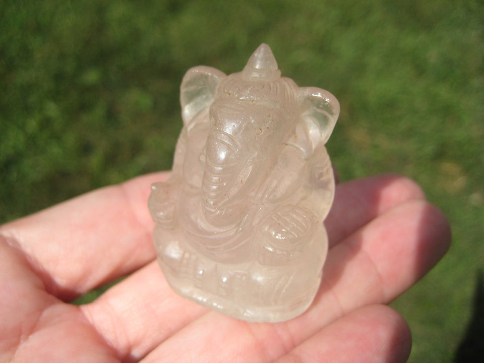 Natural Quartz Crystal Ganesh Ganesha Elephant God Statue A2855