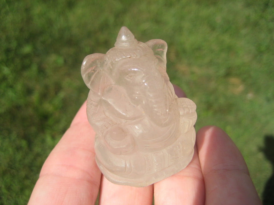 Natural Quartz Crystal Ganesh Ganesha Elephant God Statue A2855
