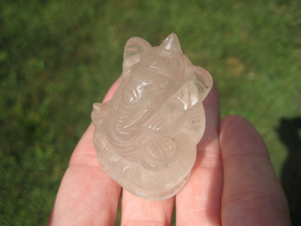 Natural Quartz Crystal Ganesh Ganesha Elephant God Statue A2855