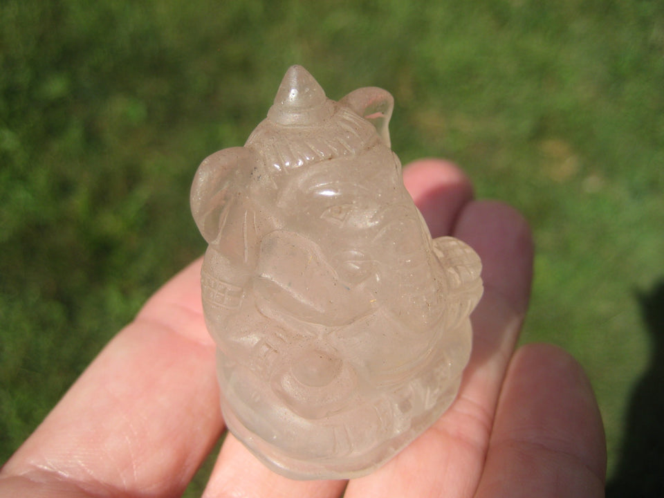 Natural Quartz Crystal Ganesh Ganesha Elephant God Statue A2855
