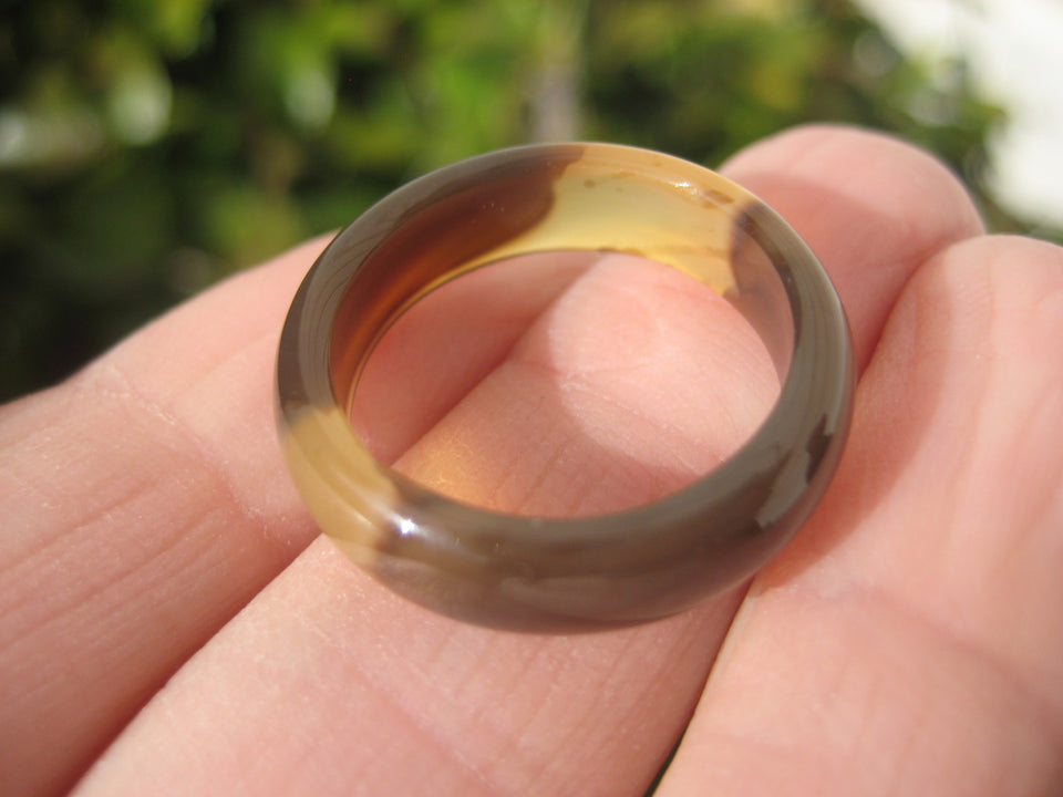 Natural Carnelian Agate ring Thailand jewelry stone art size 7 US A289