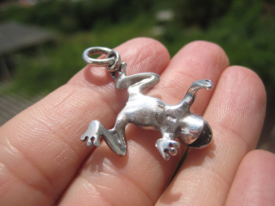 925 Silver Lucky Frog Pendant Necklace Jewelry Art Thailand A20