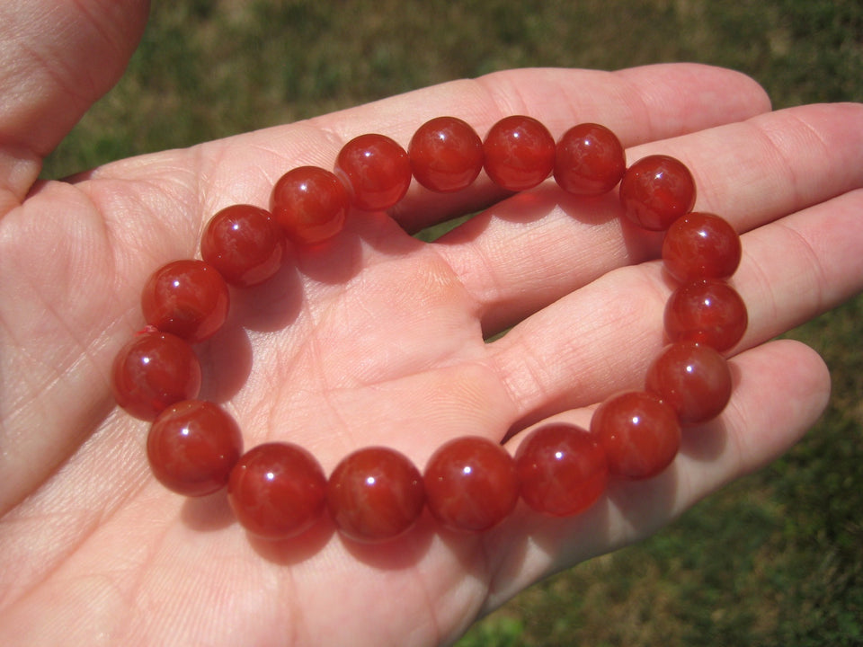 Natural Carnelian Agate Bead Bracelet Thailand A2744